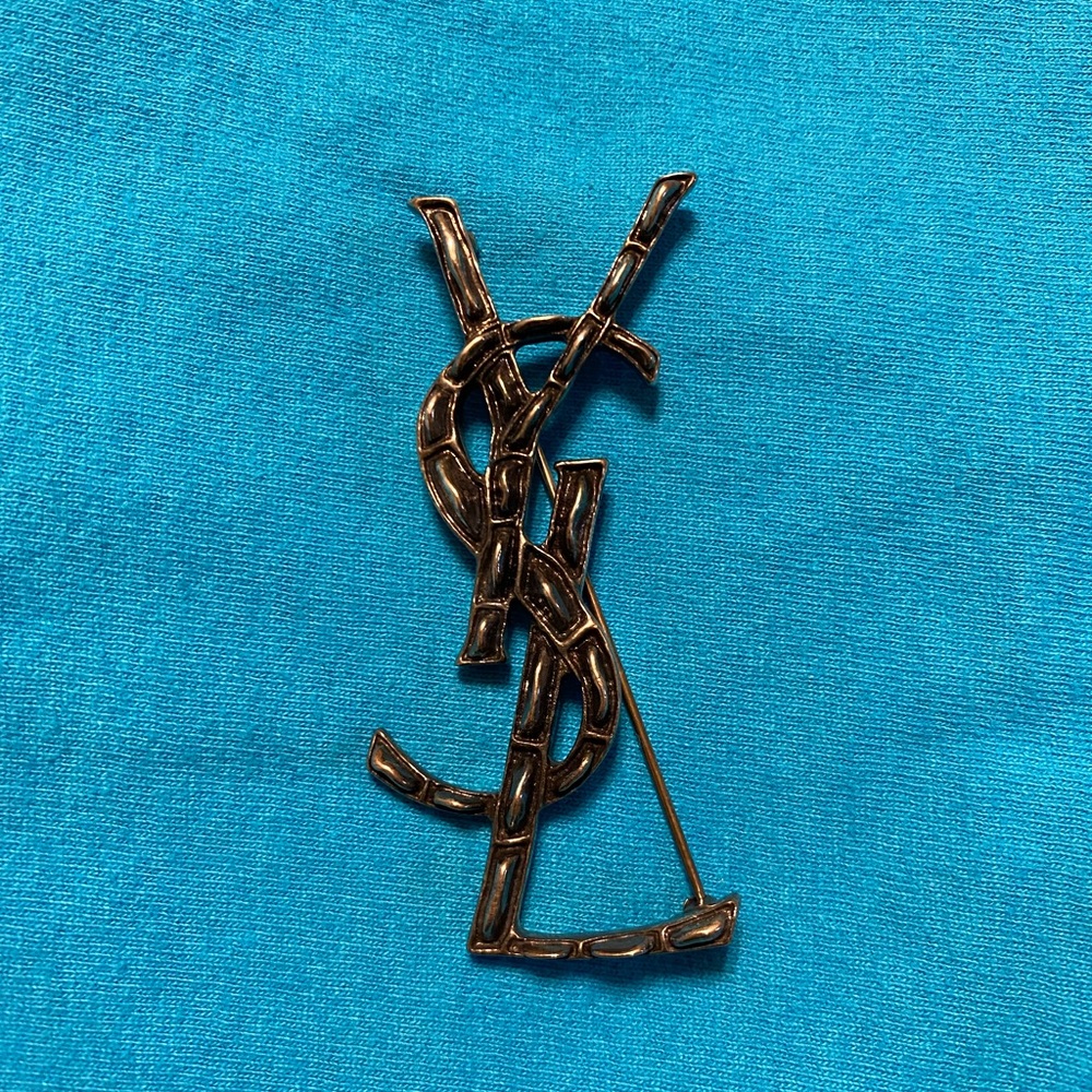 Saint Lauren Opyum textured croco brooch